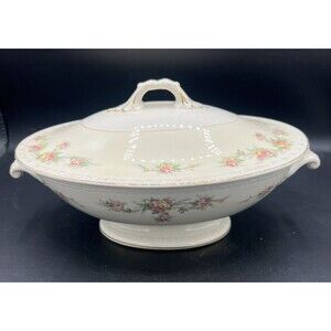 Vintage Homer Laughlin Georgian Eggshell Countess Covered Tureen Floral Gold USA